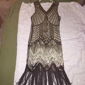 Flapper-style Lined Fringed Dress Size 8 Costume or Cocktail